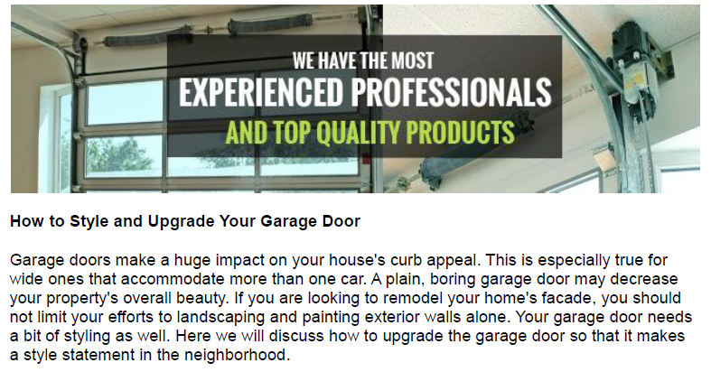 How To Style and Upgrade Your Garage Door's Looks - Garage Door Repair Melrose Park